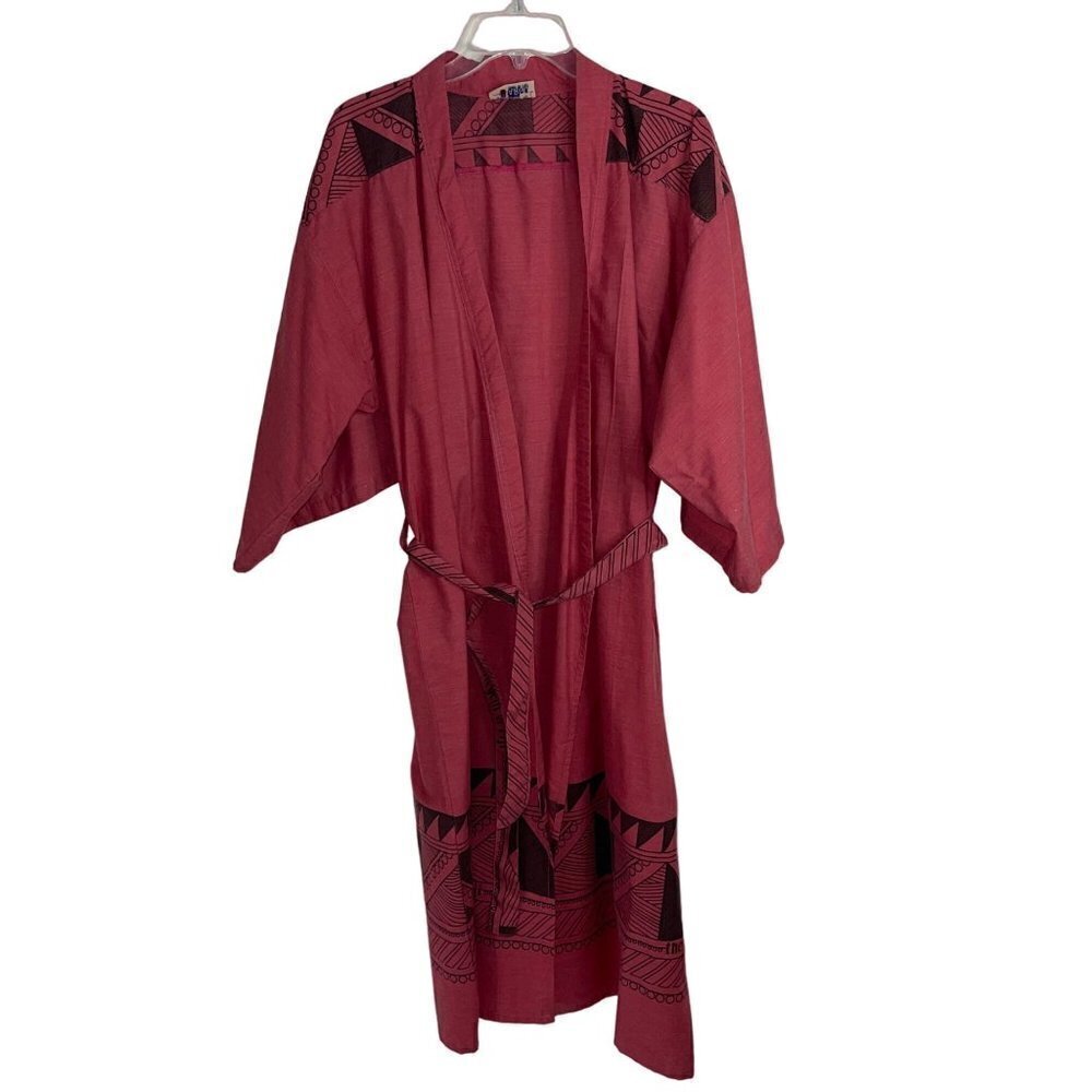 Regent of Fiji Styled by Argo Vintage Kimono Robe One Size Red Cotton Belted